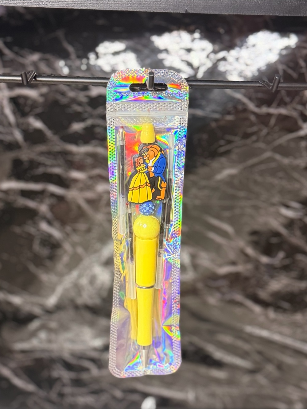 Beauty and the beast Focal Bead Pen 
Black and Blue Ink